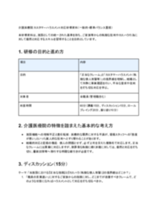 介護医療院 カスタマーハラスメント対応研修資料（一般的）（1ページ目のプレビュー）