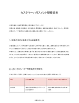 【厳格版】地域密着型通所介護 カスタマーハラスメント研修資料(1ページ目のプレビュー)