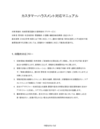 【標準版】地域密着型通所介護 カスタマーハラスメント対応マニュアル（1ページ目のプレビュー）