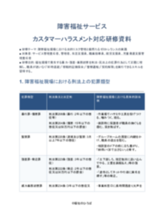 障害福祉サービス カスタマーハラスメント対応研修資料（厳しめ）（1ページ目のプレビュー）