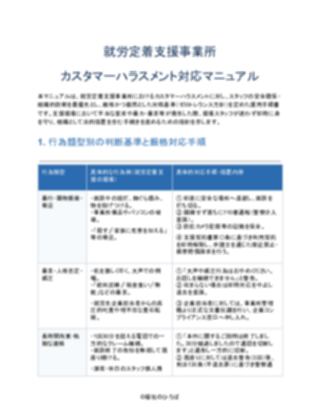 就労定着支援事業所 カスタマーハラスメント対応マニュアル(厳しめ)(1ページ目のプレビュー)