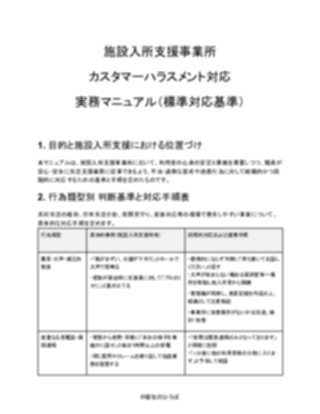 【施設入所支援事業所】カスタマーハラスメント対応マニュアル(一般的)(1ページ目のプレビュー)