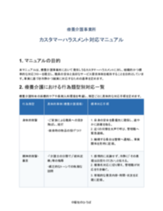 療養介護事業所 カスタマーハラスメント対応マニュアル（一般的）（1ページ目のプレビュー）