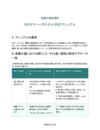 療養介護事業所 カスタマーハラスメント対応マニュアル（軽め）（1ページ目のプレビュー）