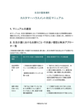 生活介護事業所 カスタマーハラスメント対応マニュアル(軽め)(1ページ目のプレビュー)