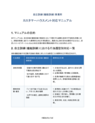 自立訓練（機能訓練）事業所 カスタマーハラスメント対応マニュアル（一般的）（1ページ目のプレビュー）
