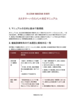 自立訓練(機能訓練)事業所 カスタマーハラスメント対応マニュアル(厳しめ)(1ページ目のプレビュー)