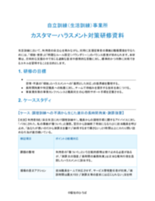 自立訓練(生活訓練)事業所 カスタマーハラスメント対策研修資料(一般的)(1ページ目のプレビュー)