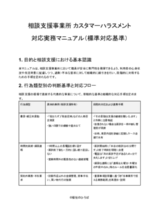 【相談支援事業所】カスタマーハラスメント対応マニュアル(一般的)(1ページ目のプレビュー)