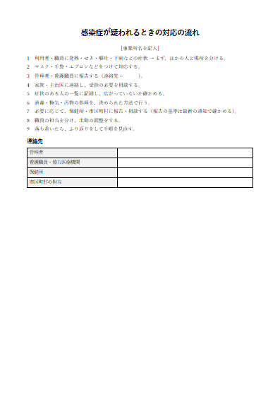 就労移行支援　感染症が疑われるときの対応の流れ（1ページ目のプレビュー）