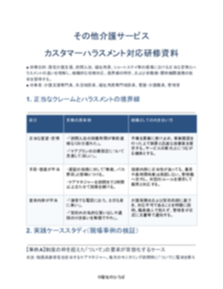 その他介護サービス カスタマーハラスメント対応研修資料（一般的）（1ページ目のプレビュー）