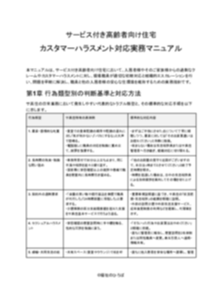 【サービス付き高齢者向け住宅】カスタマーハラスメント対応マニュアル(一般的)(1ページ目のプレビュー)
