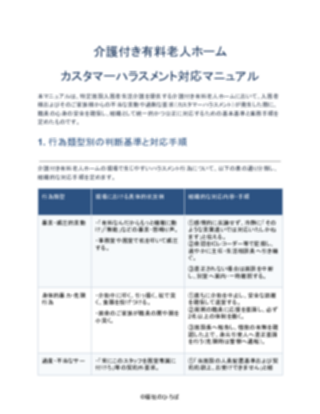 介護付き有料老人ホーム カスタマーハラスメント対応マニュアル（一般的）（1ページ目のプレビュー）