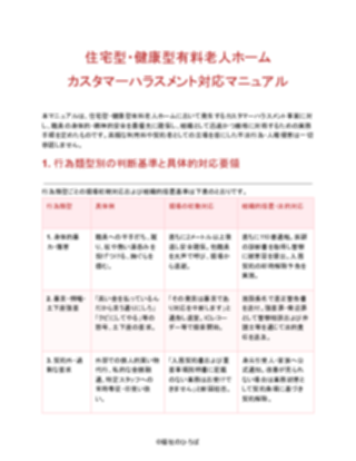 住宅型・健康型有料老人ホーム カスタマーハラスメント対応マニュアル（厳しめ）（1ページ目のプレビュー）